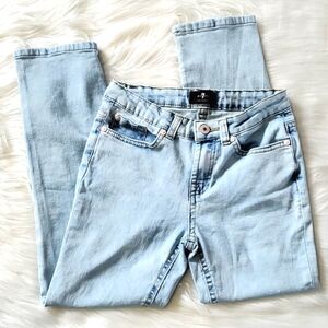 Seven 7 For All Mankind Straight Leg Light Blue Stretch Denim Jeans Girls Sz 10